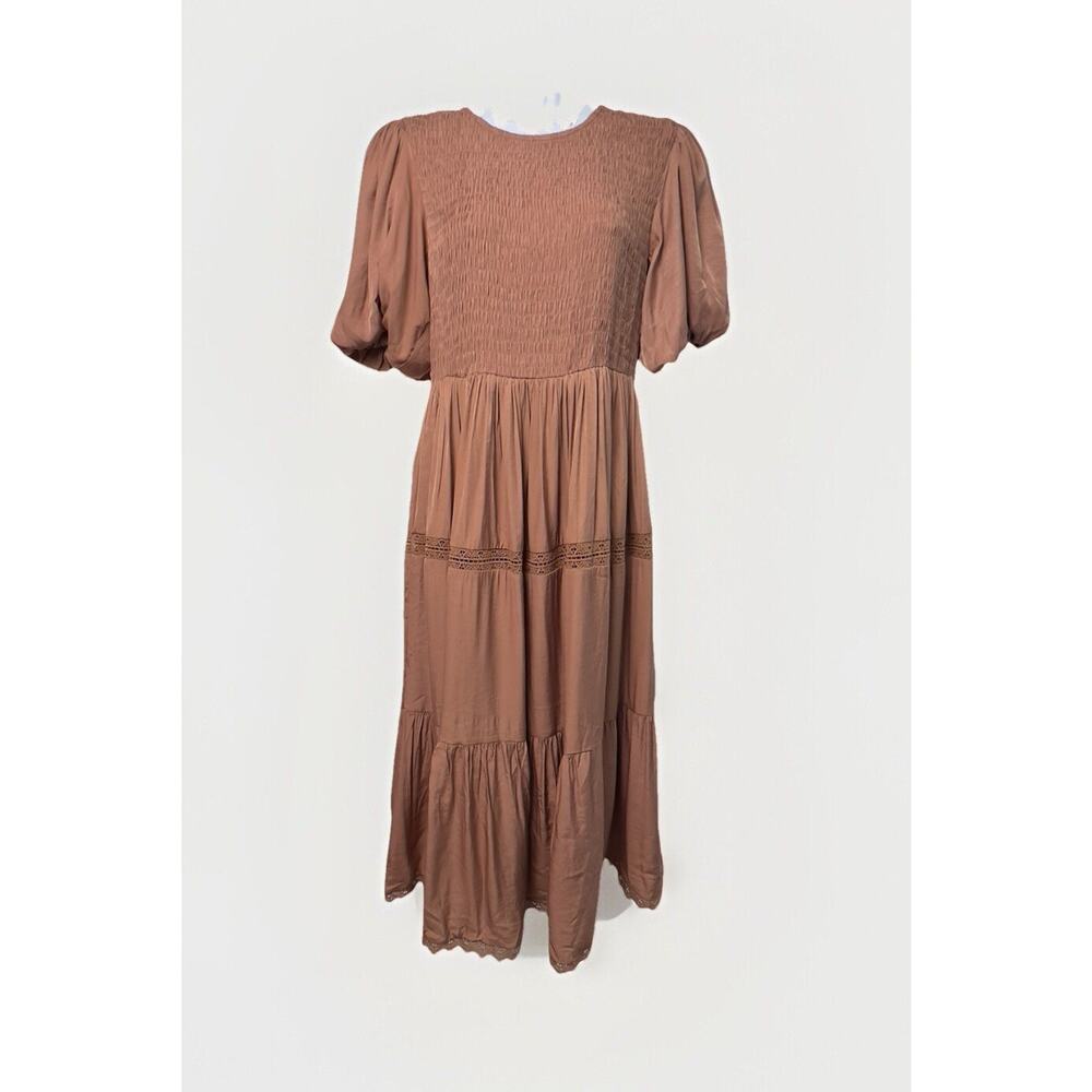 Baltic Born Mauve Brown Tiered Midi Dress